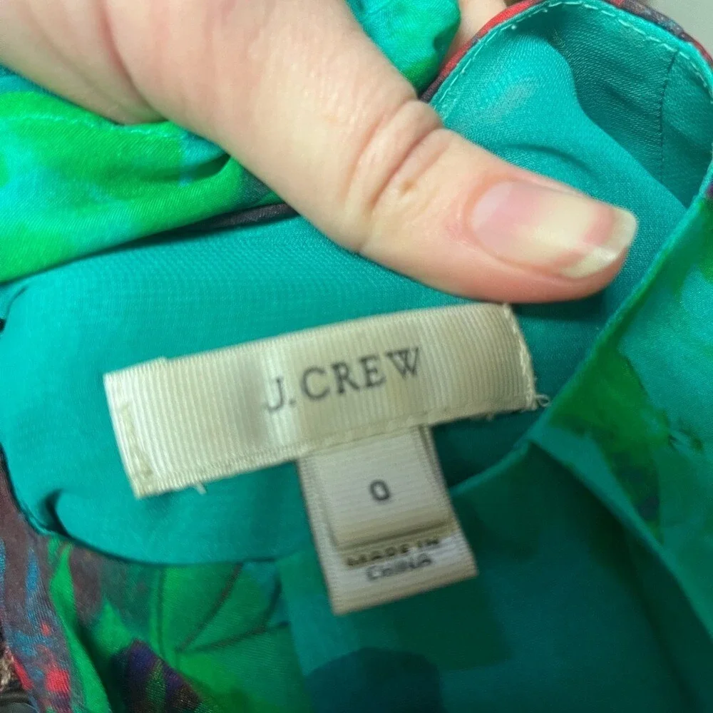 J. Crew Women's 100% Silk Watercolor Long Sleeve Multicolor Blouse- Size 0‎